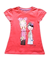 Super Young - Cap Sleeves Girl Print Top