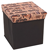 Fab N Funky - Peach Vehicles Printed Storage Cum Stool 