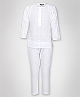 Jonez - Chickan Embroidery Short Kurta Pajama Set