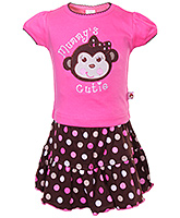 Toffy House - Half Sleeves Top And Skirt Set