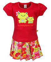 Toffy House - Short Sleeves Top and Pleated Skirt Set