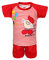 Fun - Stripes Print T Shirt With Shorts Set