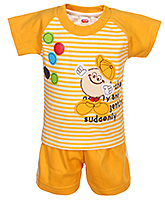 Fun - Stripes Print T Shirt With Shorts Set