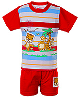 Fun - Animal Print T-Shirt With Shorts Set