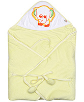 Hooded Baby Yellow Towel With Elephant Print 68x68 cm, Yellow, Hooded Elephant Print Towel