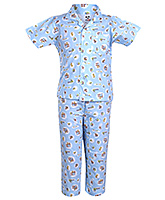 Pink Rabbit - Half Sleeves Teddy Print Night Suit