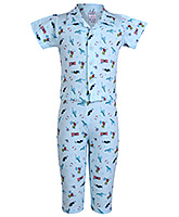 Pink Rabbit - Aeroplane Print Half Sleeves Night Suit