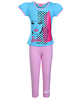 Barbie - Barbie Face Print Girls Night Suit