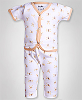 Baby Hug - Rabbit Print Front Open Night Suit