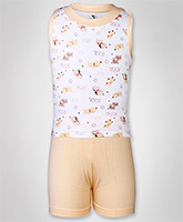 Cucumber - Sleeveless Dog Print Top With Shorts Set