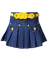 SAPS - Pleated Denim Skirt With Belt