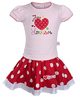 Toffy House - Short Sleeves Top And Skirt Set