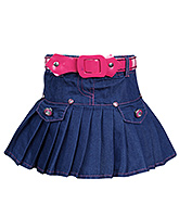 SAPS - Pleated Denim Skirt With Belt