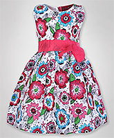 Little Pixies - Sleeveless Floral Printed Frock With Bow
