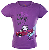 Hello Kitty -  Half Sleeves Car Print Top
