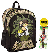 School Bag with Wrist Watch 6 years +, 12 x 29 x 40 cm, Free Ben 10 Wrist Watch,...
