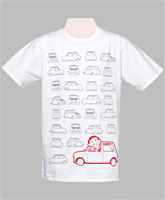 White T-Shirt - Car Print