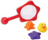 Bathtime Animals With Red Net 3 Months+, Starfish, duck and tortoise shape bathtim...
