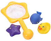 Bathtime Animals With Yellow Net 3 Months+, Starfish, fish and duck shape bathtime se...