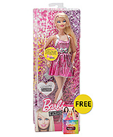Fashionistas Doll Dressed In Pink 3 Years+, 30 cm, FREE Barbie play with color nail po...