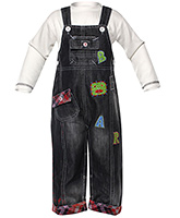 Denim Dungaree with Thermal Tee - Bear
