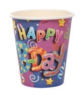 Plates Cups and Treat Sacks - Archies Party Time Cups - Happy B-Day