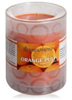 Illuminations Orange Pulp Printed Glass Candle 