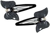 Big Bow Clips With White Checks Black 