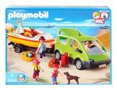 Blocks and Construction Sets - Playmobil - Family Van with Boat and Trailer