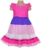 Exclusive Short Sleeves Colourful Party Frock With A Layered Pattern