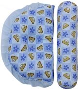 Bolster And Pillow Set - Bear And Flower Print Blue