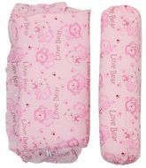 Bolster And Pillow Set - Bear Print Pink