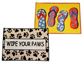 United Floor Door Mats - Cute Slippers and Leafy Block (Set of 2)