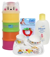 Combo pack of  Water Filled Teether,Baby, Top-to-Toe Wash, Milk Container & Tableware Set (Pack of 4)