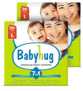 7 in 1 Premium Baby Diapers Large, 9 - 14 Kgs, 36 pieces (Combo Pack of 2)