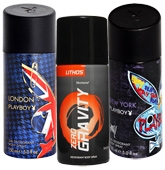 playboy london and playboy newyork Deodorant Spray with Zero Gravity Lithos Deo (Combo Pack of 3)