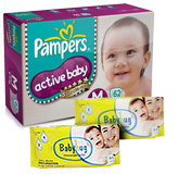 Pampers - Active Baby Diapers M (6 - 11 kg) , 62 Pieces with 2 Baby Hug - Premium Baby Wipes 40 Pieces combo (Set of 3)
