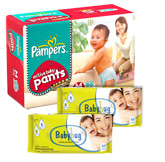 Pampers Active Baby Pants Medium, 7-12 kg, 60 pcs with 2 Baby Hug - Premium Baby Wipes 40 Pieces each  combo (Set of 3)