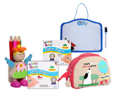 White Board with Pencil Holder,Brainy Baby VCDs & Kids School Bag(Pack of 5)