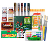 Camel Colouring Set(Acrylic,Tubes,Cakes,Oil Pastels & Sparkle) with Paint Brushes & Drawing Pad(Pack of 7)