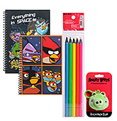 Angry Bird School Combo:Color Pencils,Notebooks & Backpack(Pack of 4)