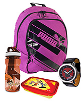Puma Backpack with Wrist Watch,Lunch Box & Water Bottle
