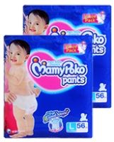 Mamy Poko Pants Pant Style Diapers Size L ( 9 - 14 kg), 56 pcs (Combo Pack of 2)