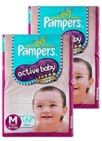 Pampers - Active Baby Diapers M (6 - 11 kg) , 62 Pieces (Combo Pack of 2)