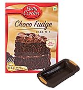 Wonderchef Flatty Plumcake Mould with Betty Crocker Choco Fudge - Cake Mix (Set of 2)