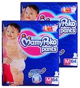 Mamy Poko Pants Pant Style Diapers M (7-12 Kg), 64 Pieces (Combo pack of 2)