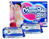 Mamy Poko Pants M (7-12 Kg)  44 Pieces 2 Mamy Poko Baby Wipes 20 Pieces each (Set of 3)