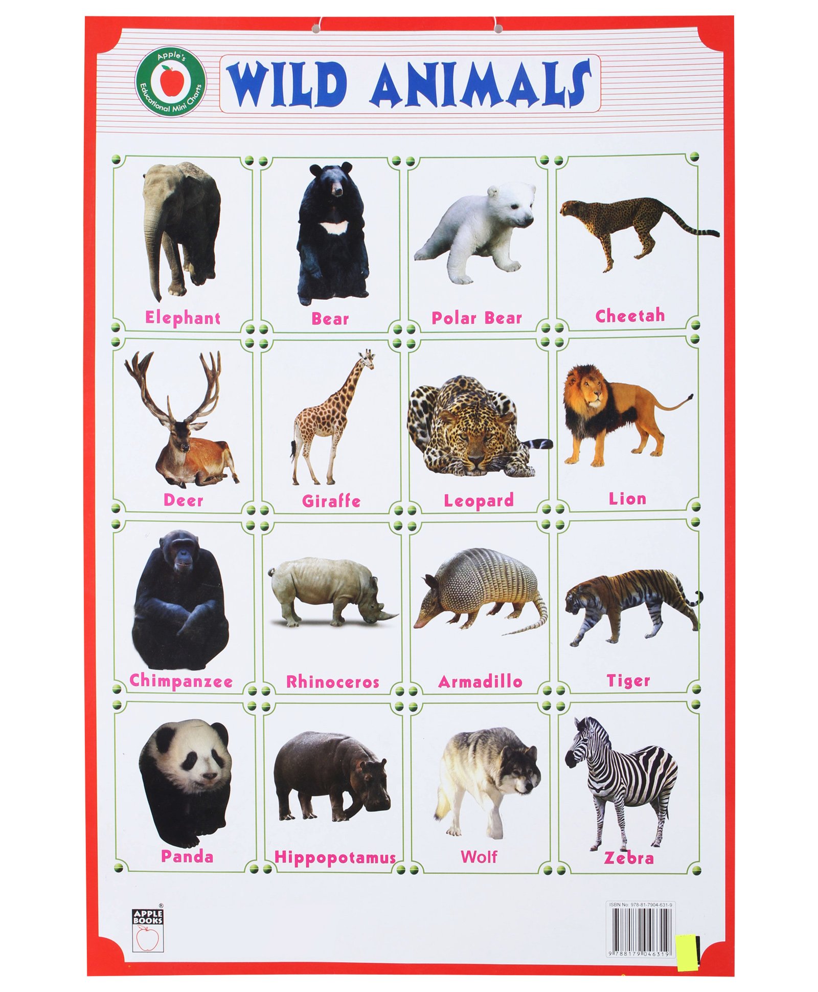 Wild Animals Name Teaching Chart