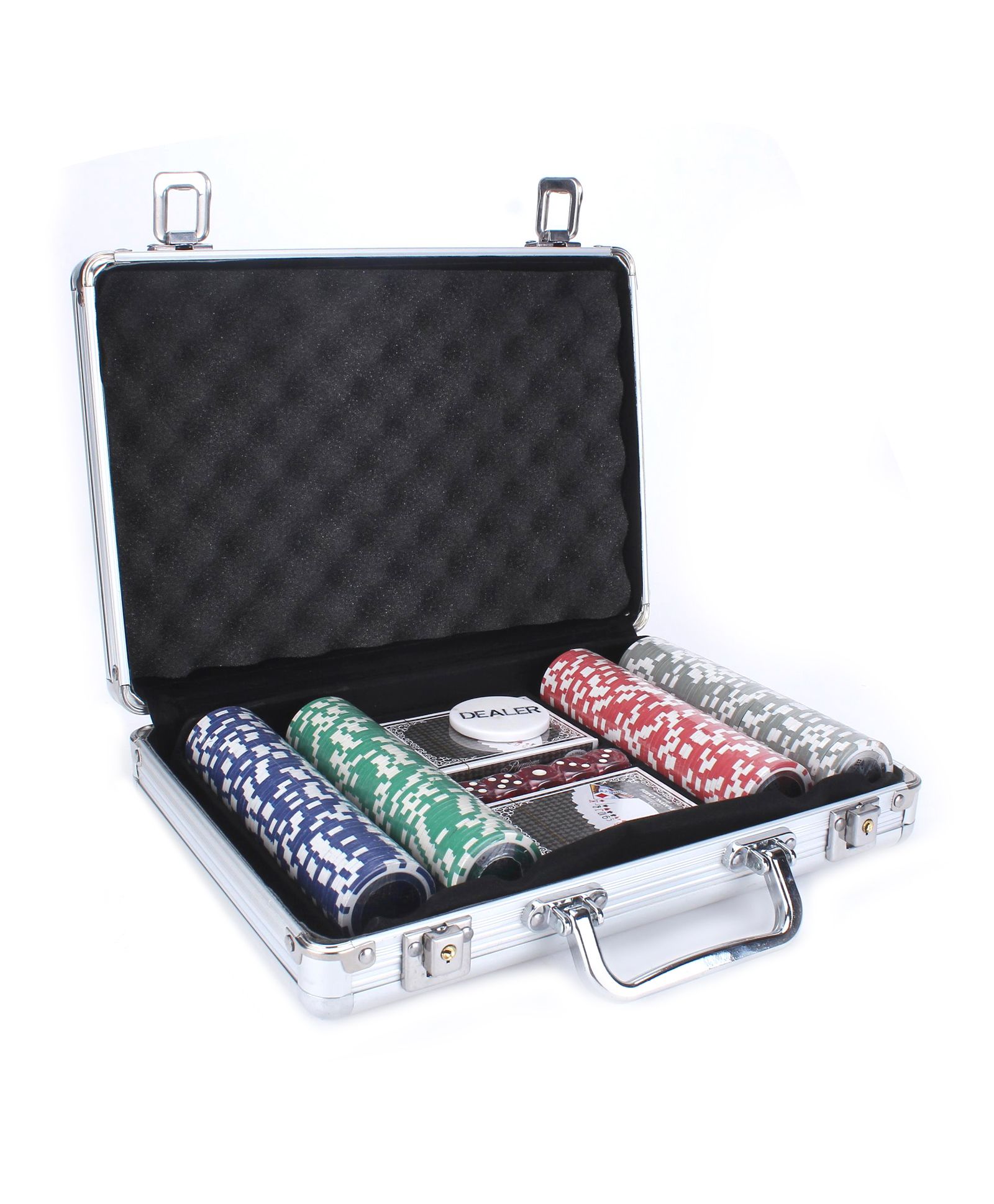200 Chips Poker Game Set + Aluminium Briefcase Casino Game 11street