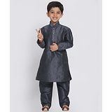 Vastramay Full Sleeves Solid Kurta With Pajama - Dark Grey